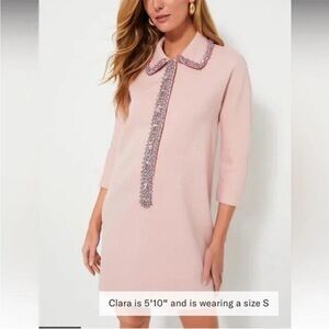 Tuckernuck Blush Pink Mini Dress with Embellished Collar